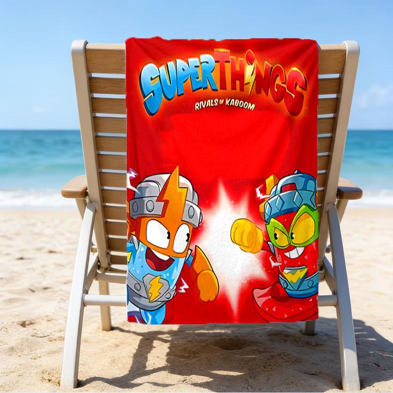 proof beach towel with a Superthings2 pattern - soft,absorbent,quick-drying,machine washable - perfect for swimming,camping,bathing