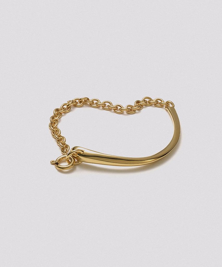 Hustad 243 Gold Leaf Line Bracelet_ 925 Silver / 14K Gold Bracelet