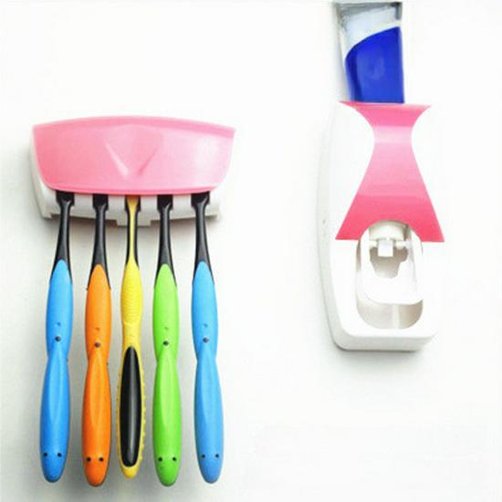 Wall-Mounted Automatic Toothpaste Dispenser and Toothbrush Holder