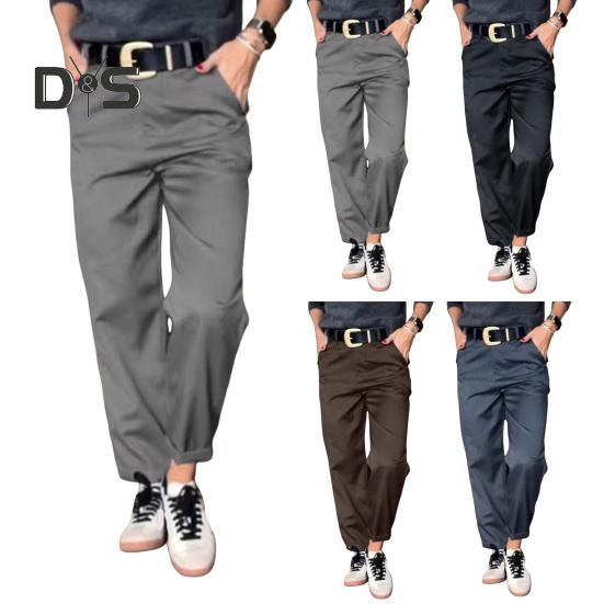 Женские повседневные брюки с высокой талией, однотонные свободные брюки с карманами, универсальный стиль, костюмные брюки