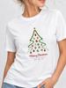 (Asian Size) Christmas New Year Clothing T Shirt Women gift tree Fashion Festival Tee Top Print Female Woman Short Sleeve Graphic T-shirts
