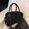 Popular fashion simple texture solid color portable Boston bag women's retro niche casual shoulder messenger bag