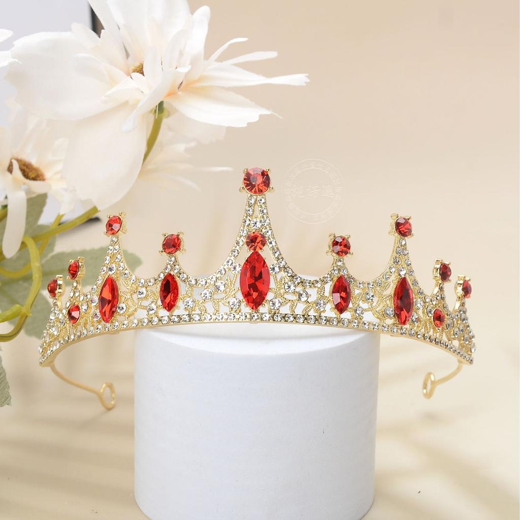 New Baroque Retro Bridal Tiara Crown Alloy Red Hair Accessories Wedding Wedding Jewelry High-end