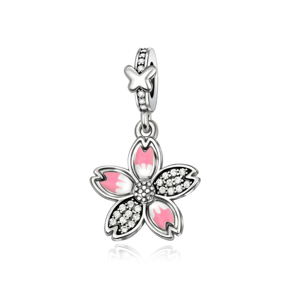 Colorful 925 Silver Butterfly Loves Flowers Beads & Beetle & ladybug Dangle Charm Fits Bracelet Exquisite Pendant Gifts