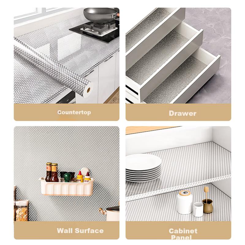 Aluminum Foil Kitchen Oil-Proof Sticker, Cabinet Waterproof Heat-Resistant Pad, Moisture-Proof Stove Countertop Insulation Protective Film