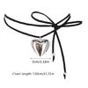 Sweet Cool Love Heart Pendant Necklace Elegant Collar Choker Necklace Bowknot Neck Tie Chain Jewelry for Women Girls