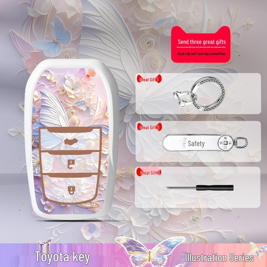 Cartoon Key Cover for Toyota Camry, Avalon, Corolla, Highlander, and Venza