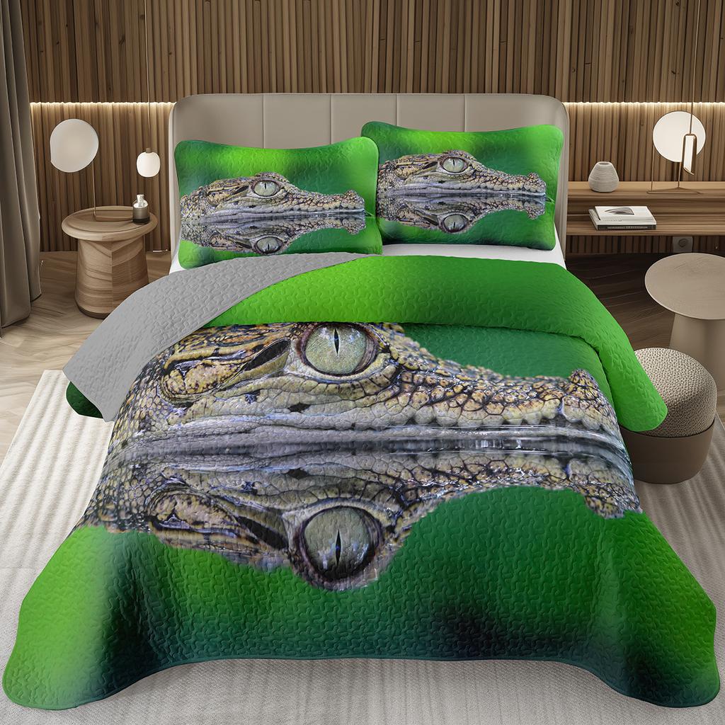 Подростковый крокодиловый плед с узором аллигатора, стеганый комплект постельного белья размера фулл/квин с дикими животными для детей, мальчиков, девочек