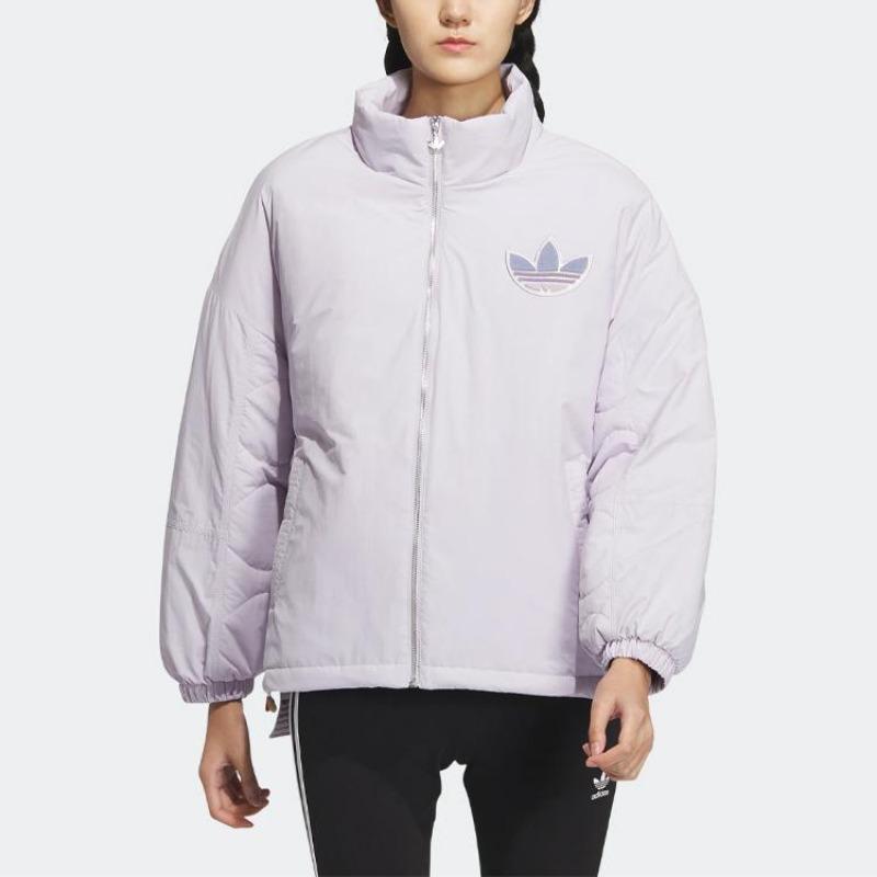 adidas Оригинальная коллекция коллаборации Miffy, однотонная спортивная хлопковая куртка с логотипом и воротником-стойкой, женская куртка розового и белого цвета IM1701