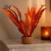 UV Protected Faux Flowers Artificial Fall Fern Plants, 18 Heads Autumn Orange Fake Persian Realistic Plants for Balcony Greenery Bushes, Leaves Indoor