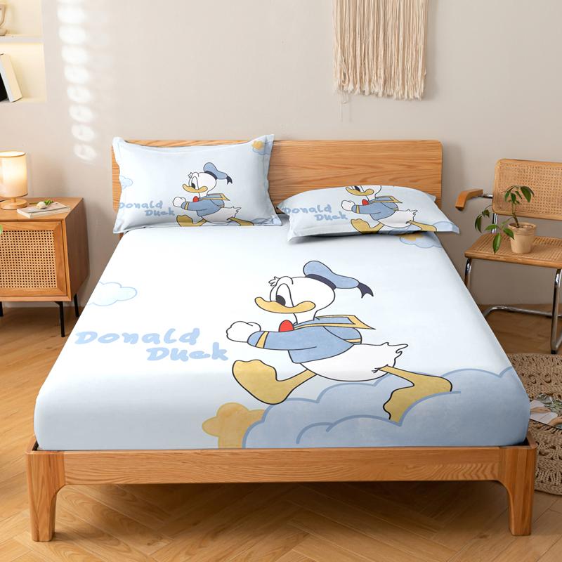 Cartoon 1 Cute Duck Pattern Digital Printed Frosted Fitted Sheet,Bedroom Printed Bed Cover,BeddingNo Pillowcase