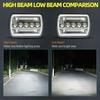 Car LED Work Light Headlight 5X7 With Aperture Angel Eye Dual Color Hi-Lo Beam Lamp For Jeep Wrangler Off-road Truck DRL Lamp