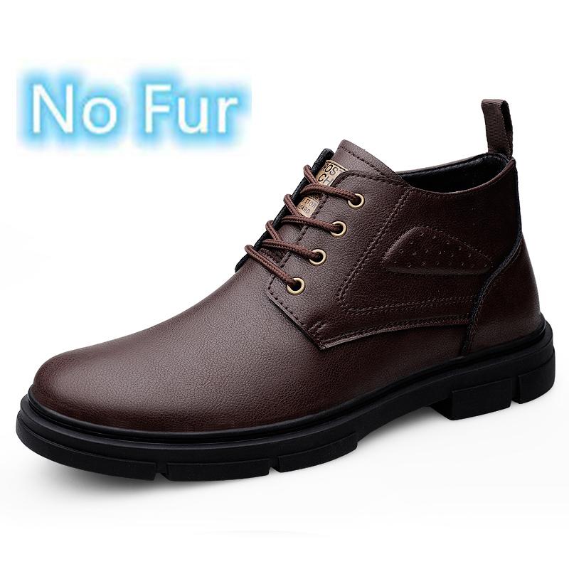 Warm Plush Fur Winter Men Shoes Genuine Leather Snow Boots High Quality Man Cow Leather Winter Footwear Luxury Brand Ankle Boots