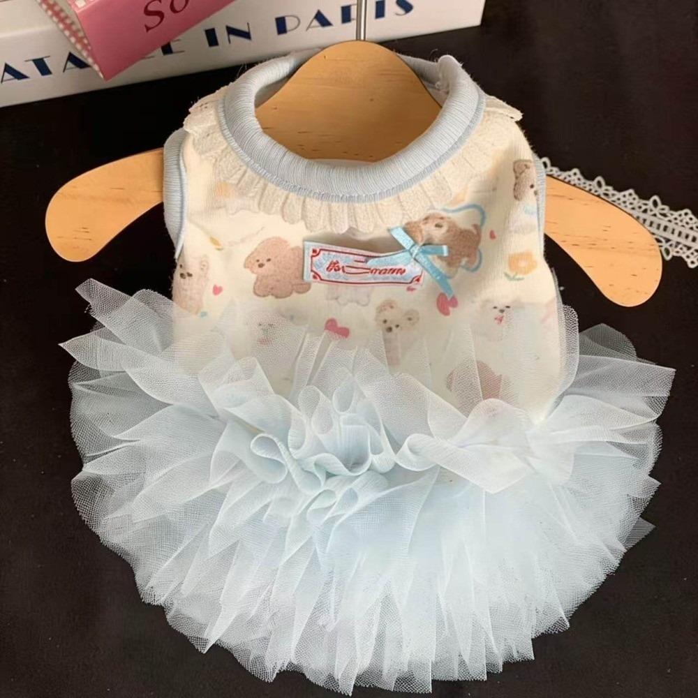 Blue Color Teddy Dog Skirt Cute Style Princess Dress New Summer Dog Dress for Small Dogs