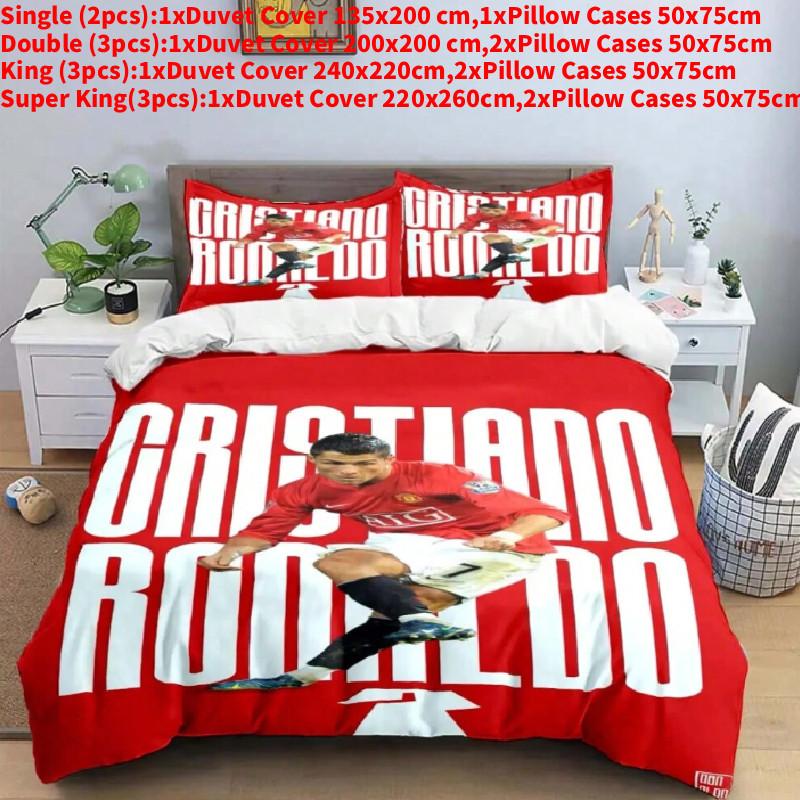 Футбольный комплект постельного белья с цифровой 3D-печатью Роналду из мягкого материала для использования в спальне и в качестве идеи для подарка