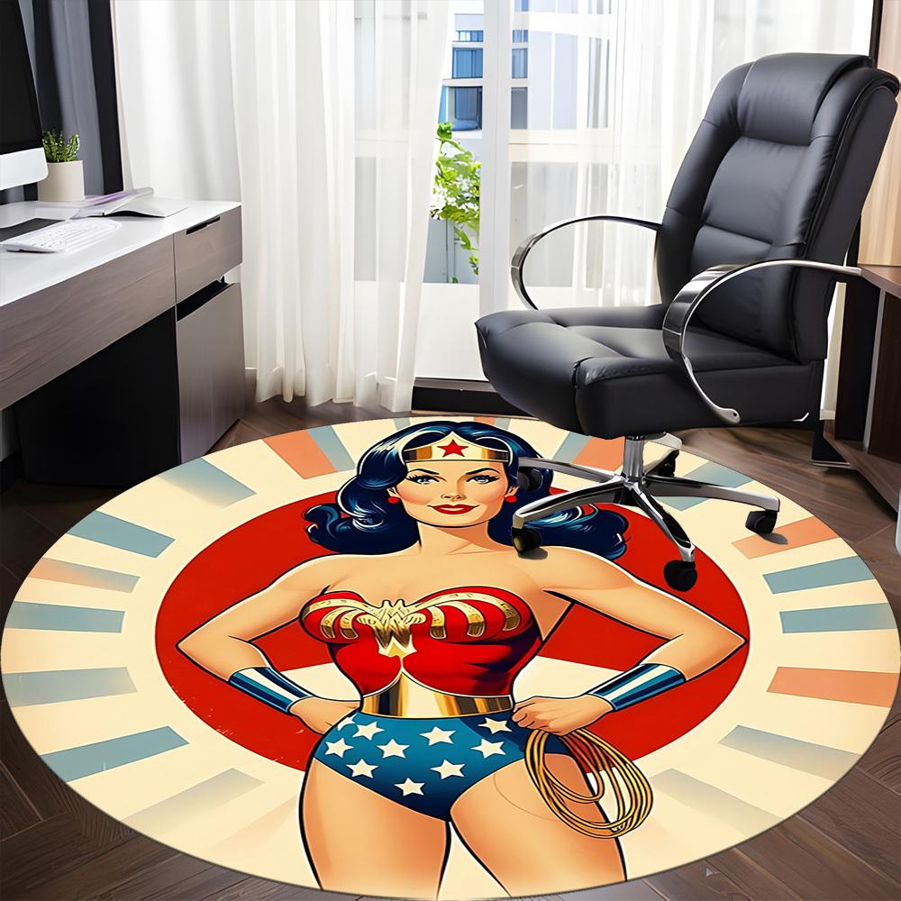 1pc Wonder Woman, Superhero Chair Carpet for Office Non-Slip, Indoor Non-Slip Washable Carpet, Non-Shedding Mat For Office yy251030074