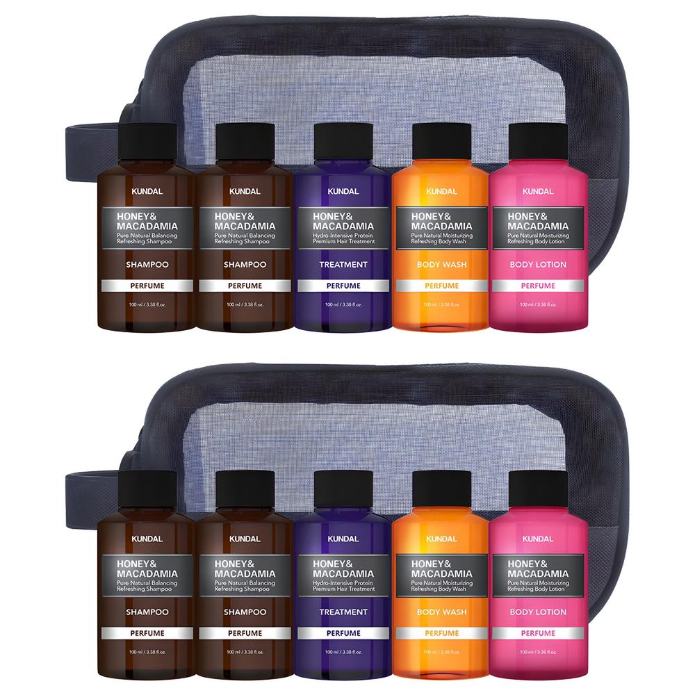 Kundal Travel 5-Piece Set Type A (Includes 2 pcs Shampoo, Ylang-Ylang Scent, 2 Sets), 2 sets