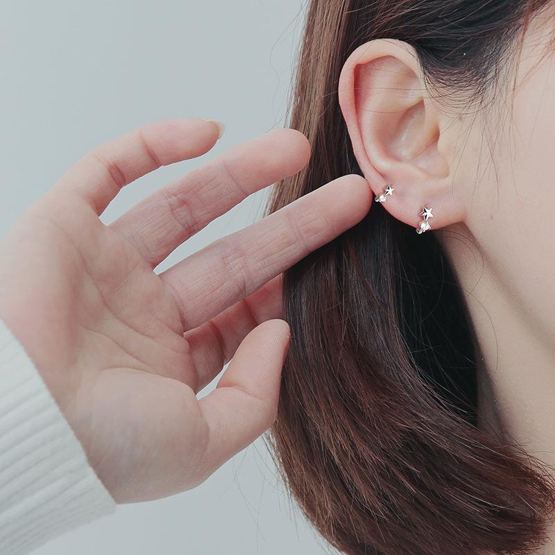 Повседневные, Серьги-звездочки, Женские модели, Студентки восточных колледжей, Микровставка, Сверкающие бриллианты, Серьги в виде пятиконечных звезд.