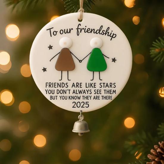 Friendship Sea Glass Christmas Ornament Round/Heart Shaped Friendship Keepsake for Best Friends Handmade Sea Glass Art Hanging Ornament for Christmas