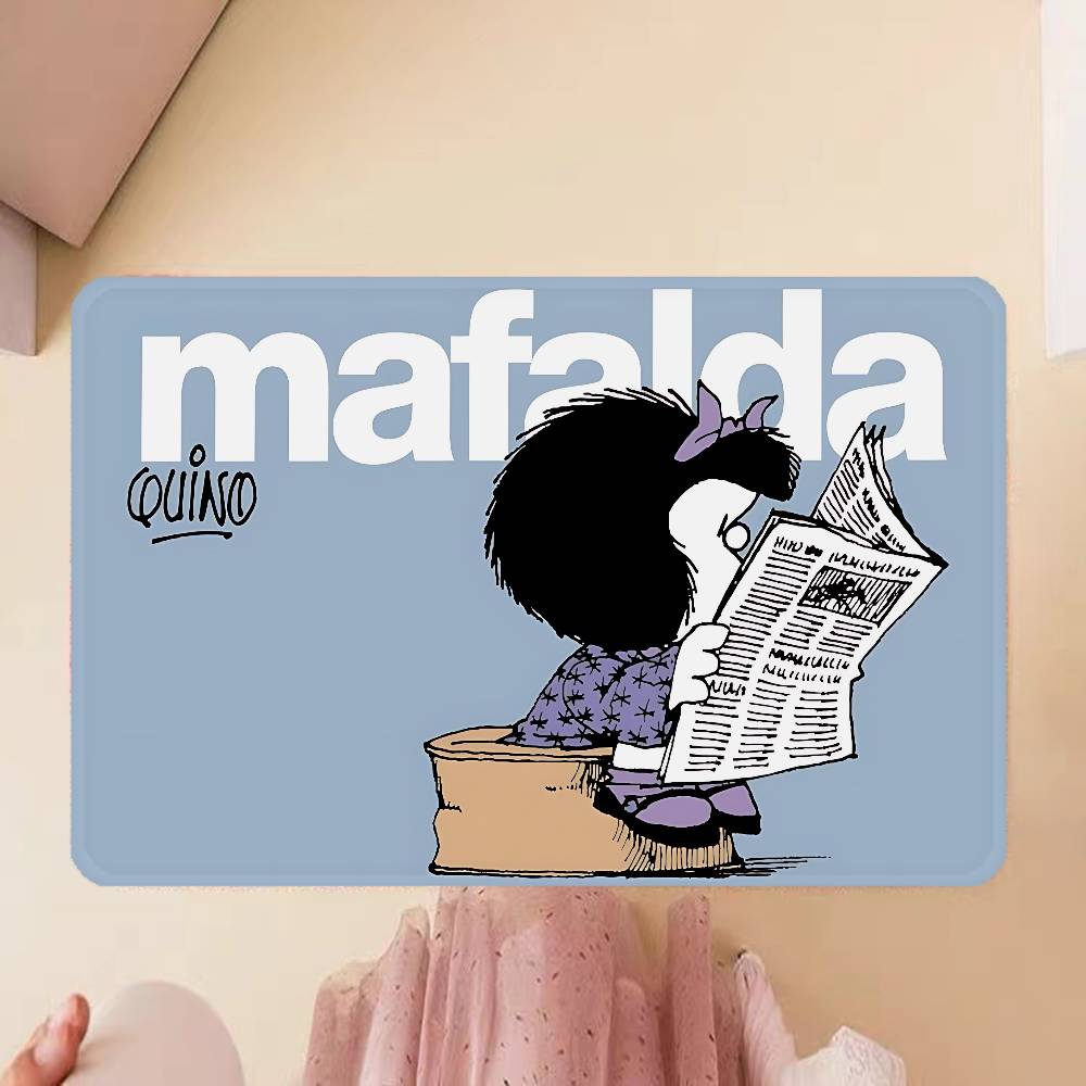 M-Mafalda Girl Floor Mat INS Style Soft Bedroom Floor House Laundry Room Mat Anti-skid Household Carpets