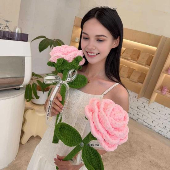 Большой вязаный крючком цветок Ручная работа Вязаный крючком букет из роз/подсолнухов Искусственный вязаный цветок Подарок на день рождения, годовщину для матери, жены, подруги