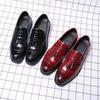 Red Brown Personalized Korean Style Crocodile Leather Casual Slip On Non-slip Men's Glossy Finish Tassel Loafer Leather Shoes