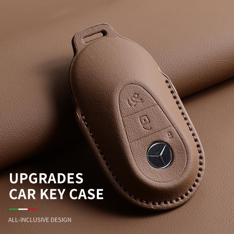 Leather Car Smart Key Fob Holder Case Cover Shell For Mercedes Benz C E S Class GLC W206 C260 C300 S450 S500 W223 W214 E300 S400
