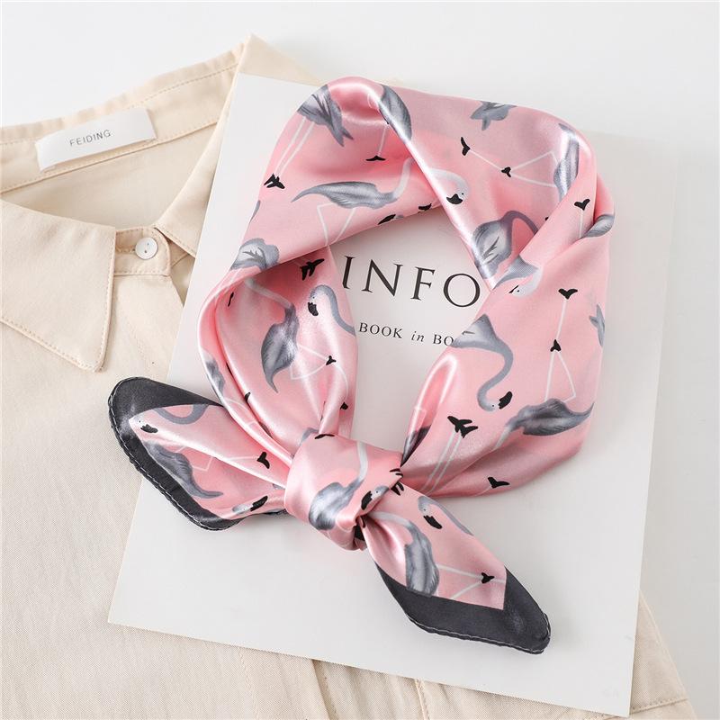 60cm Women'S New Versatile Simulated Silk Neck Protection Sunscreen Small Square Scarf Professional Scarf Headscarf