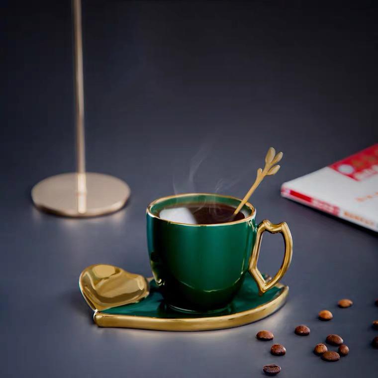 Специальный дизайн, кофейная чашка в скандинавском стиле, набор из двух предметов, темно-зеленая кружка, керамическая чашка для воды, кофейная чашка, чашка для завтрака, чашка для молока