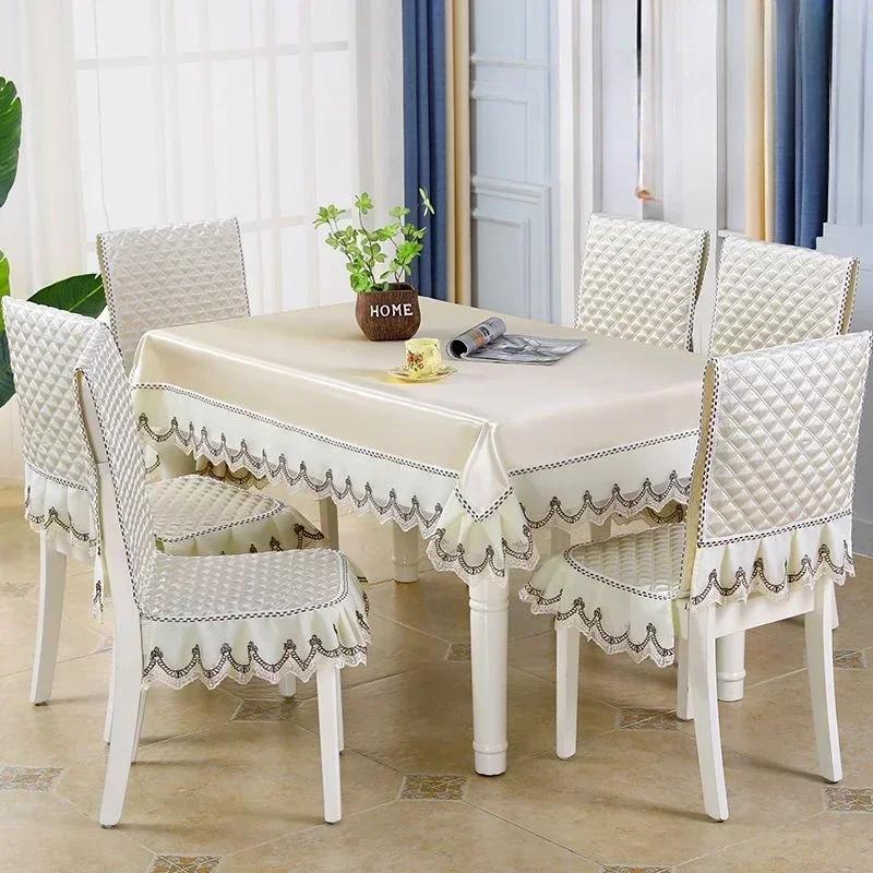 Легкий роскошный волнистый кружевной чехол на стул, утолщенная тканевая подушка для обеденного стола, европейский стиль, большой цветочный скатерть, чехол на стул