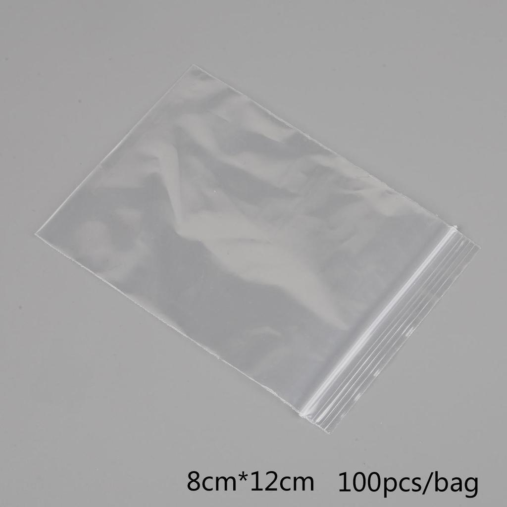 100Pcs Jewelry Ziplock Zip Zipped Lock Reclosable Plastic Poly Clear Bags