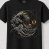Math Teacher Gift T-Shirt, Hokusai Dark Great Wave Golden Ratio Phi Shirt, Fibonacci Spiral Math Tee, Ukiyo-e Art, Physicist & Math Lover
