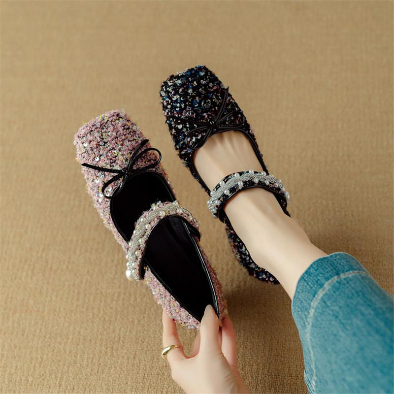 Fashion New Spring/summer Square Toe Bow Pearl Mary Jane Shoes for Women Fashion Gladiator Shoes Women Chunky Heels Women Pumps