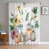 Watercolor Pumpkins Sheer Window Curtains For Living Room Bedroom Modern Voile Tulle Curtains Fabric Drapes For Kitchen