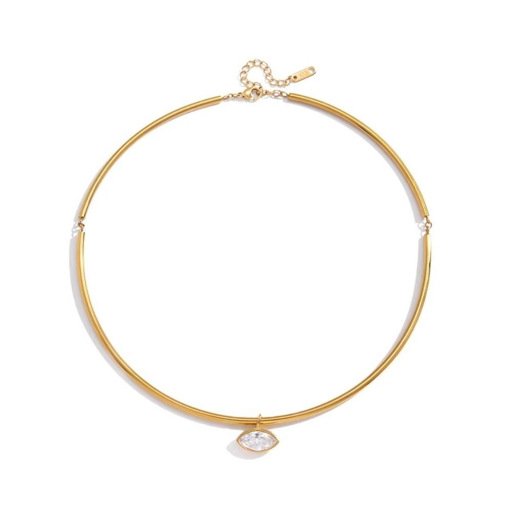 Gold Plated Pendant Necklace Stainless Steel Neck Collar Retro Neck Chain Fashion Jewelry