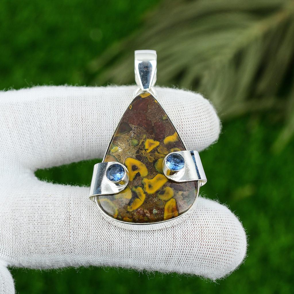 Подвеска из натурального камня фруктовый яшма, ювелирное изделие из серебра 925 пробы для женщин