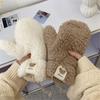 Solid Color Students Gloves Warm Winter All Fingers Winter Gloves Double Layer Bear Hair Mittens