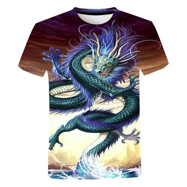 Летняя модная футболка с 3d принтом дракона для женщин и мужчин, повседневная верхняя одежда с короткими рукавами и оверсайзом