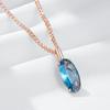 Большой овальный голубой циркон кулон ожерелье золотая цепочка булавка 50 см женская мода бижутерия