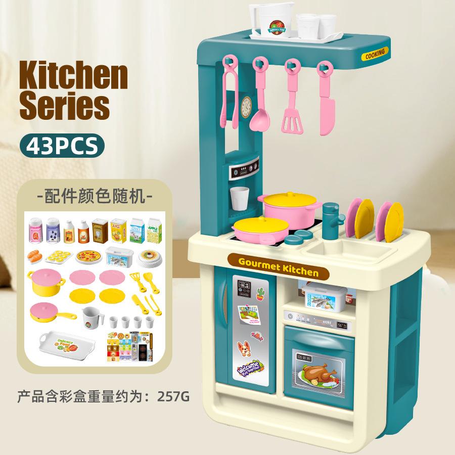 Kids Kitchen Playset Simulated Cooking Stove With Utensil Accessories Pretend Play Kitchen Toy Set For Toddlers Small Boys Girls