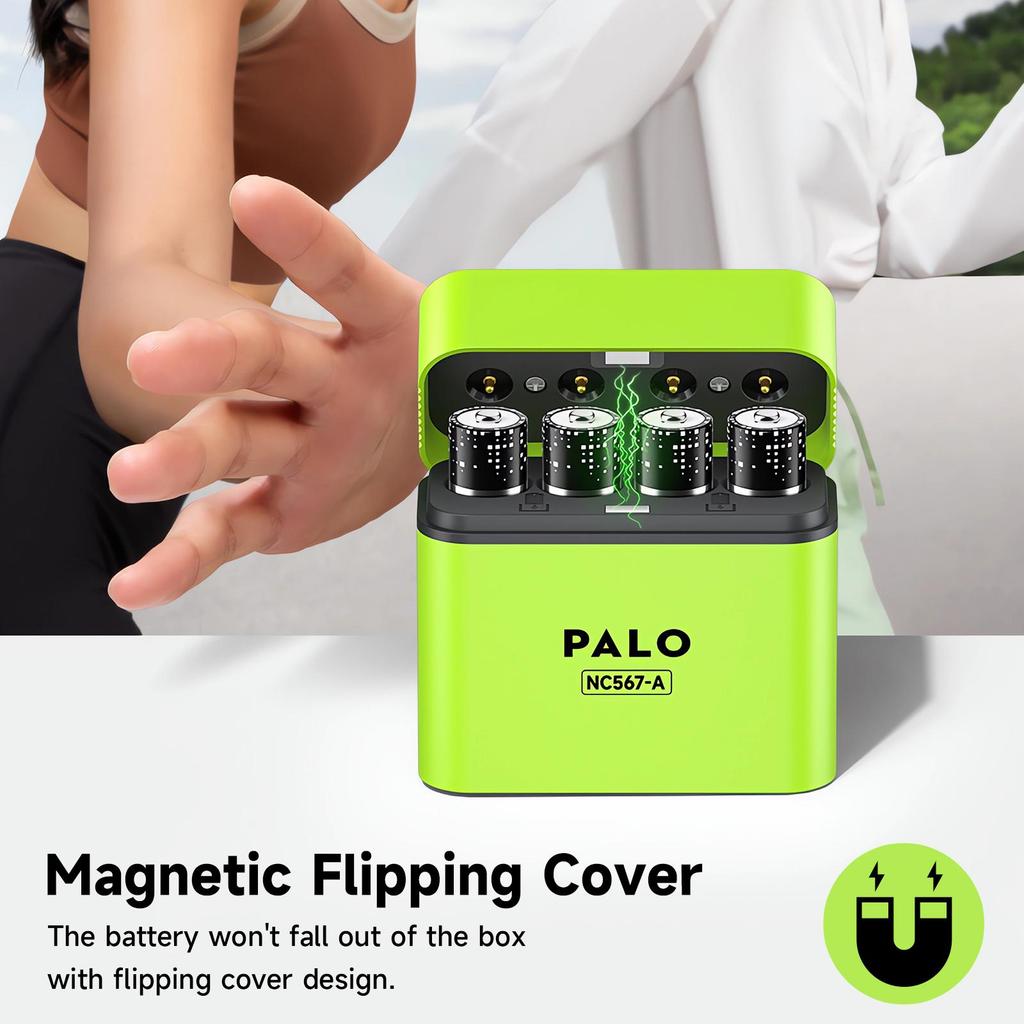 PALO Аккумуляторные литиевые батарейки AA 1,5 В 3400 мВт·ч 1,5 В литий-ионные батарейки AA Интеллектуальный зарядный бокс с дата-кабелем TYPE-C