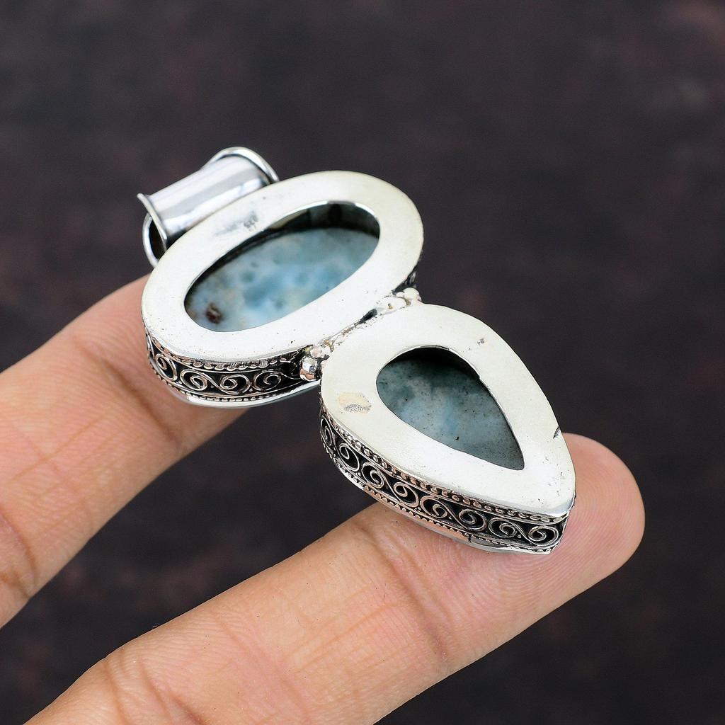 Ларимар Подвеска Ювелирные Изделия Из Драгоценных Камней Винтаж Подвеска Стерлингового Серебра 925 Подвеска Свадебные Украшения Подвеска Ручной Работы Подарок Для Него Совершенно Новый Подвеска