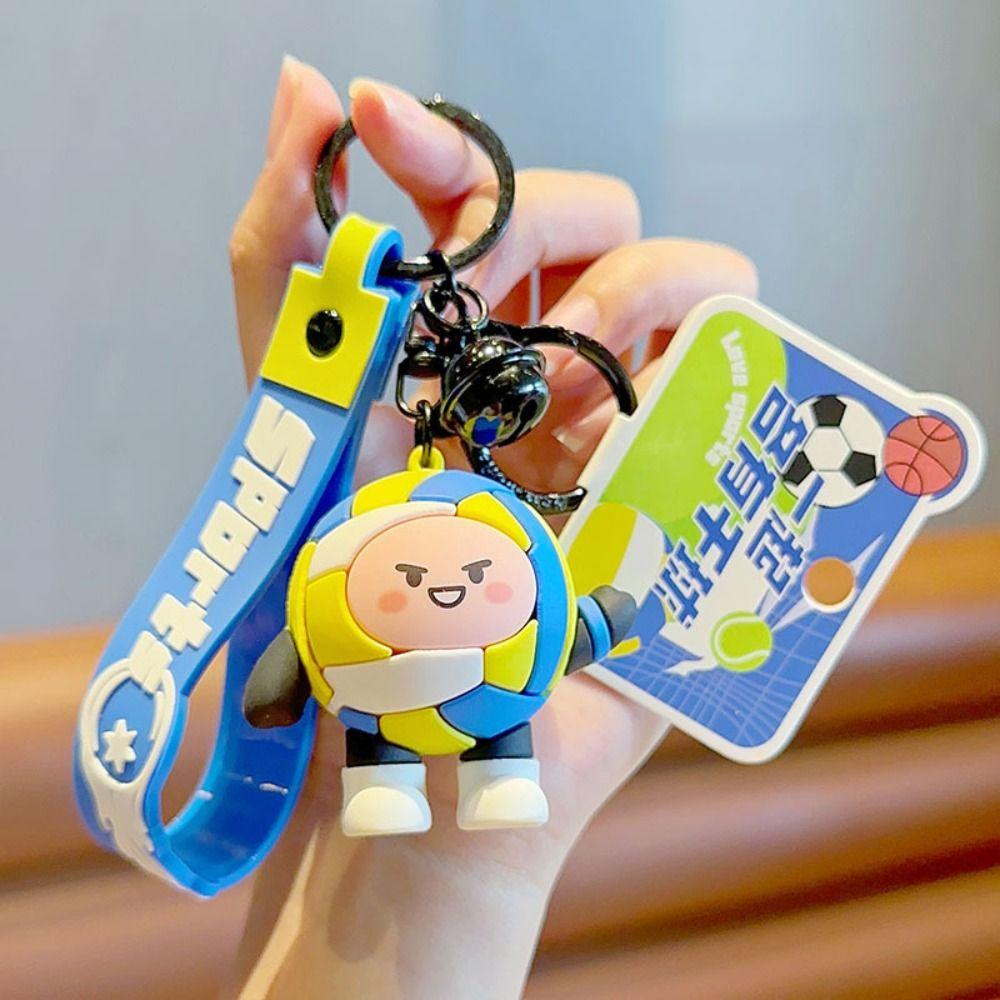Football Volleyball Tennis Sporting Keyring PVC Volleyball Car Key Pendant  Key Ring Gift