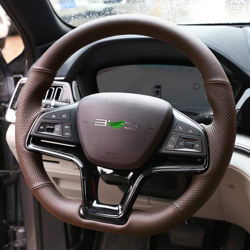 Hand-Stitched Steering Wheel Cover for BYD Song Plus/Pro & Qin Plus New Energy Models