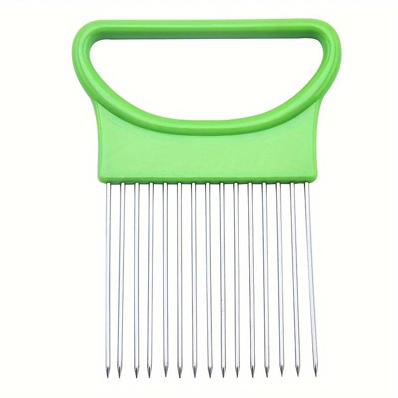 1 шт., луковая игла из нержавеющей стали, луковая вилка, овощерезка для фруктов, резак для томатов, безопасный держатель, кухонные аксессуары, инструменты