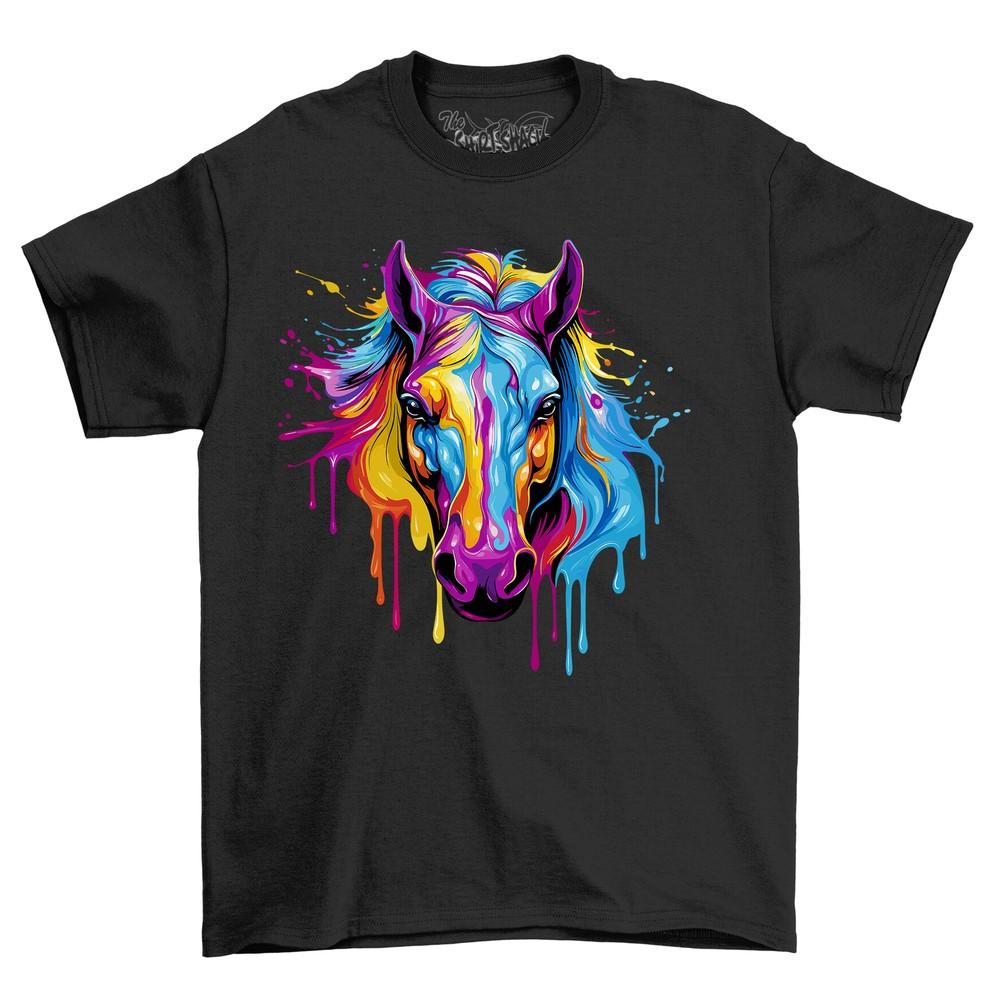 Horse Head Paint Drip Design - Trot In Style! Funny T-shirt, Unisex Printed Desi