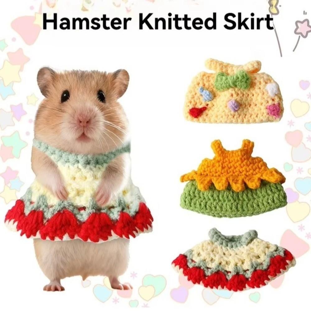 Decorative Cute Hamster Knitted Skirt Warm Handmade Animals Dress Soft Small Pets Sweater Outing Wear