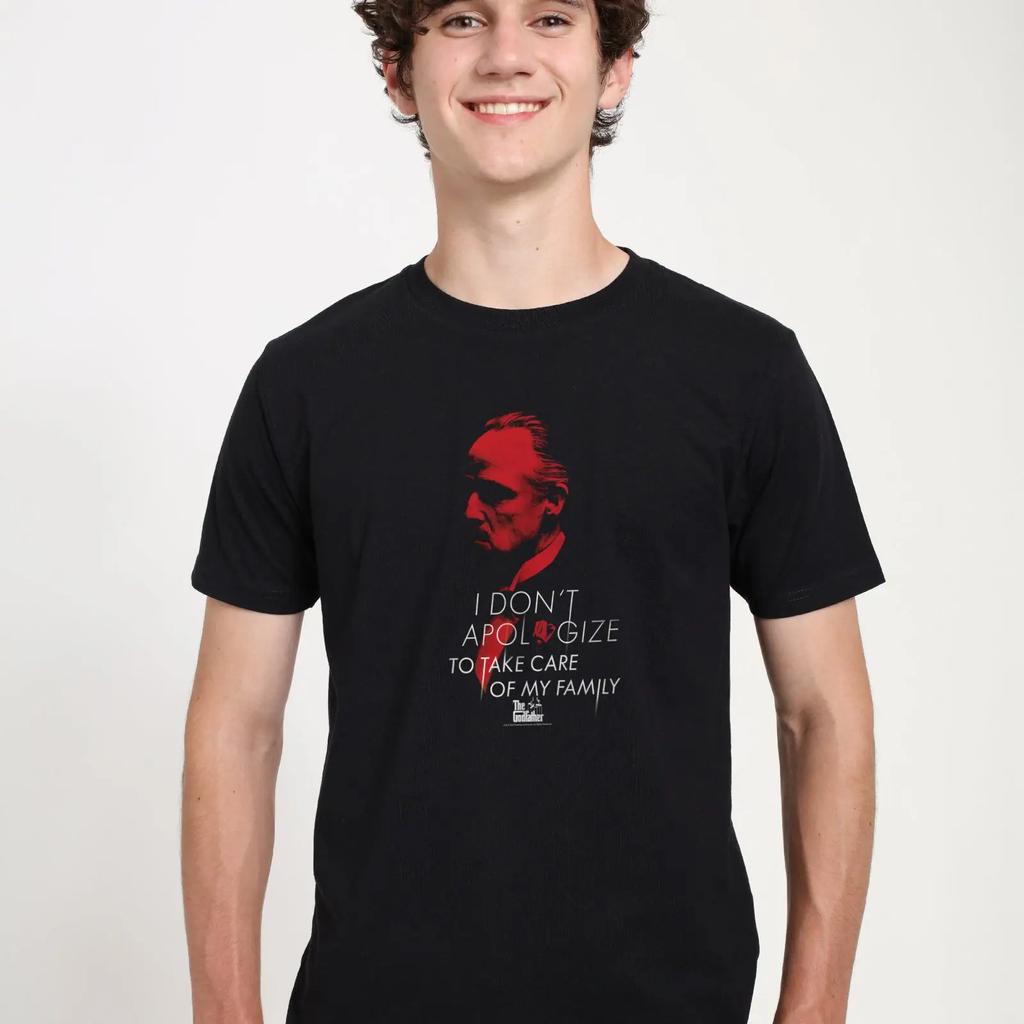 Henry Tiger The Godfather I Dont Apologize Bold Print T Shirt Black Vintage Casual Versatile Soft Graphic Slightly