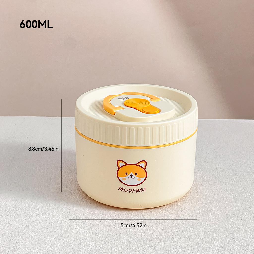 WORTHBUY Cute Thermal Bento Box Portable 304 Stainless Steel Lunch Box Heatable Sealed Leak-proof Food Container For Kids