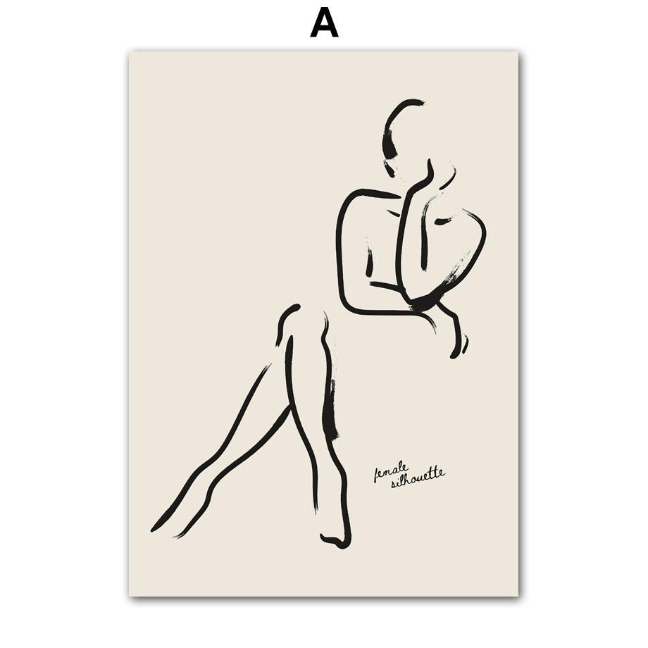 Wall Art Canvas Painting Black White Line Face Body Abstract Nordic Posters And Prints Wall Pictures For Living Room Decoration